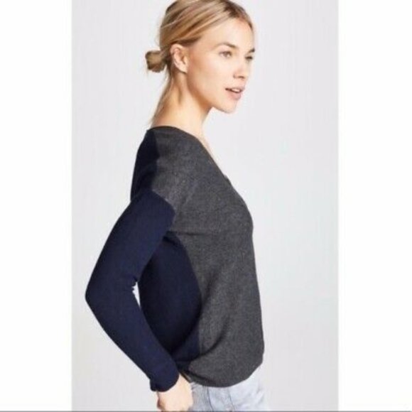 Madewell Kimball Colorblock Sweater Navy/Grey - Picture 1 of 11